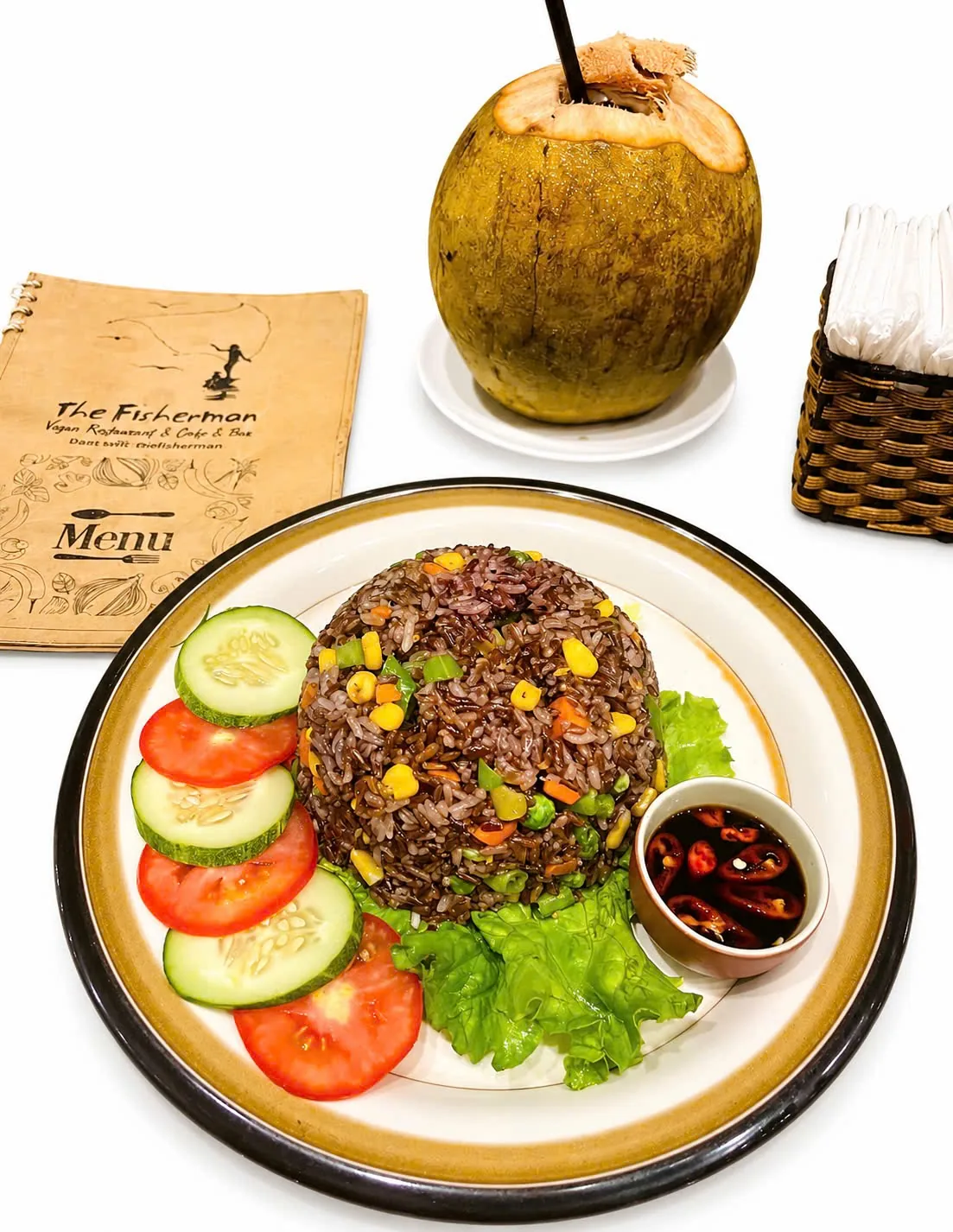 Fried brown rice with vegetables